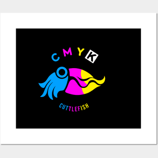 CMYK Cuttlefish, stylized, art for sea & ocean life lovers Posters and Art